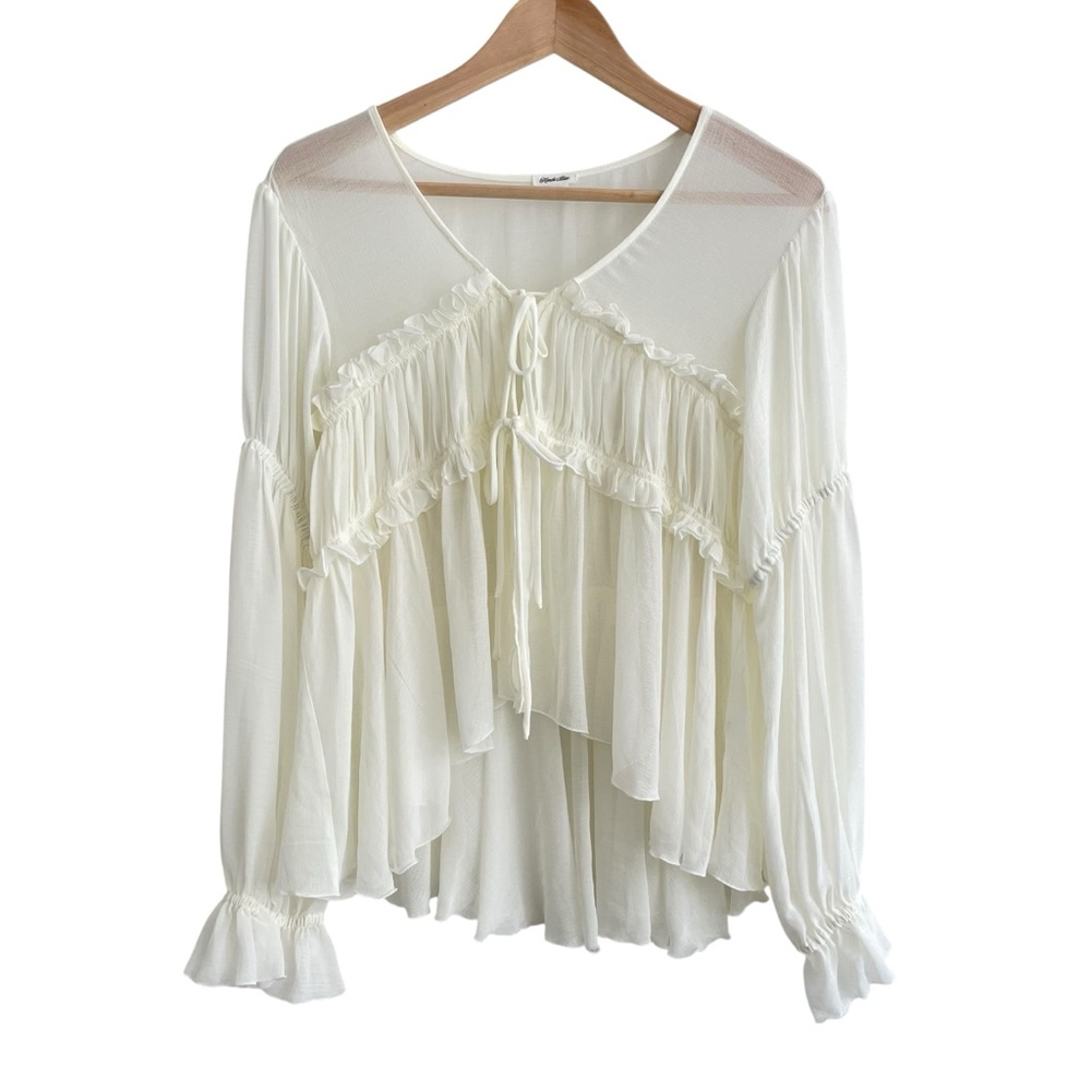 Kimchi Blue Tie Up Blouse Feminine Bow Cottagecore Coquette Renaissance Top S